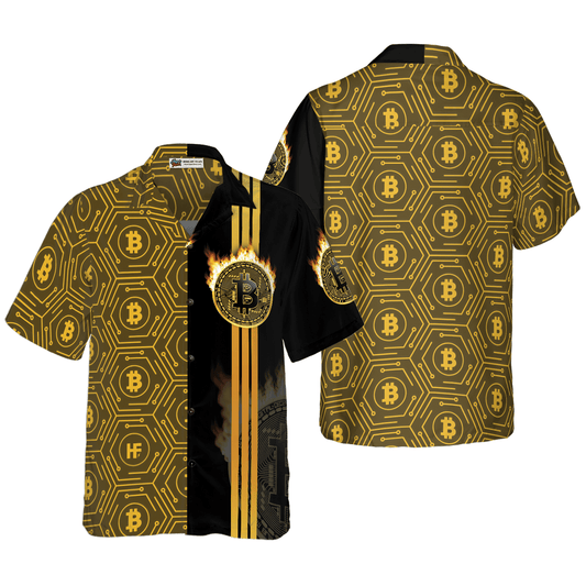 Bitcoin Flame Hawaiian Shirt For Summer, Colorful Hawaiian Shirt Outfit For Men Women, Gift For Friend, Team, Family - Amzanimalsgift