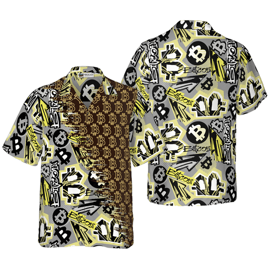 Bitcoin Hawaiian Shirt, Bitcoin Doodle Funky Pattern Hawaiian Shirt, Colorful Summer Aloha Shirt For Men Women, Gift For Friend, Family, Husband, Wife - Amzanimalsgift