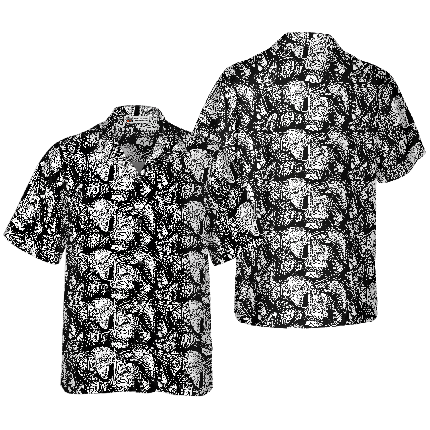 Black And White Butterfly Hawaiian Shirt, Colorful Summer Aloha Shirts For Men Women, Perfect Gift For Husband, Wife, Boyfriend, Friend - Amzanimalsgift
