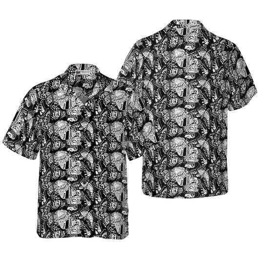 Black And White Butterfly Hawaiian Shirt, Colorful Summer Aloha Shirts For Men Women, Perfect Gift For Husband, Wife, Boyfriend, Friend - Amzanimalsgift