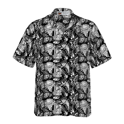 Black And White Butterfly Hawaiian Shirt, Colorful Summer Aloha Shirts For Men Women, Perfect Gift For Husband, Wife, Boyfriend, Friend - Amzanimalsgift