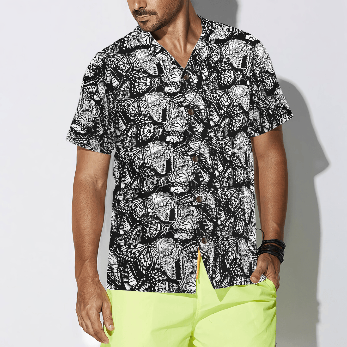 Black And White Butterfly Hawaiian Shirt, Colorful Summer Aloha Shirts For Men Women, Perfect Gift For Husband, Wife, Boyfriend, Friend - Amzanimalsgift