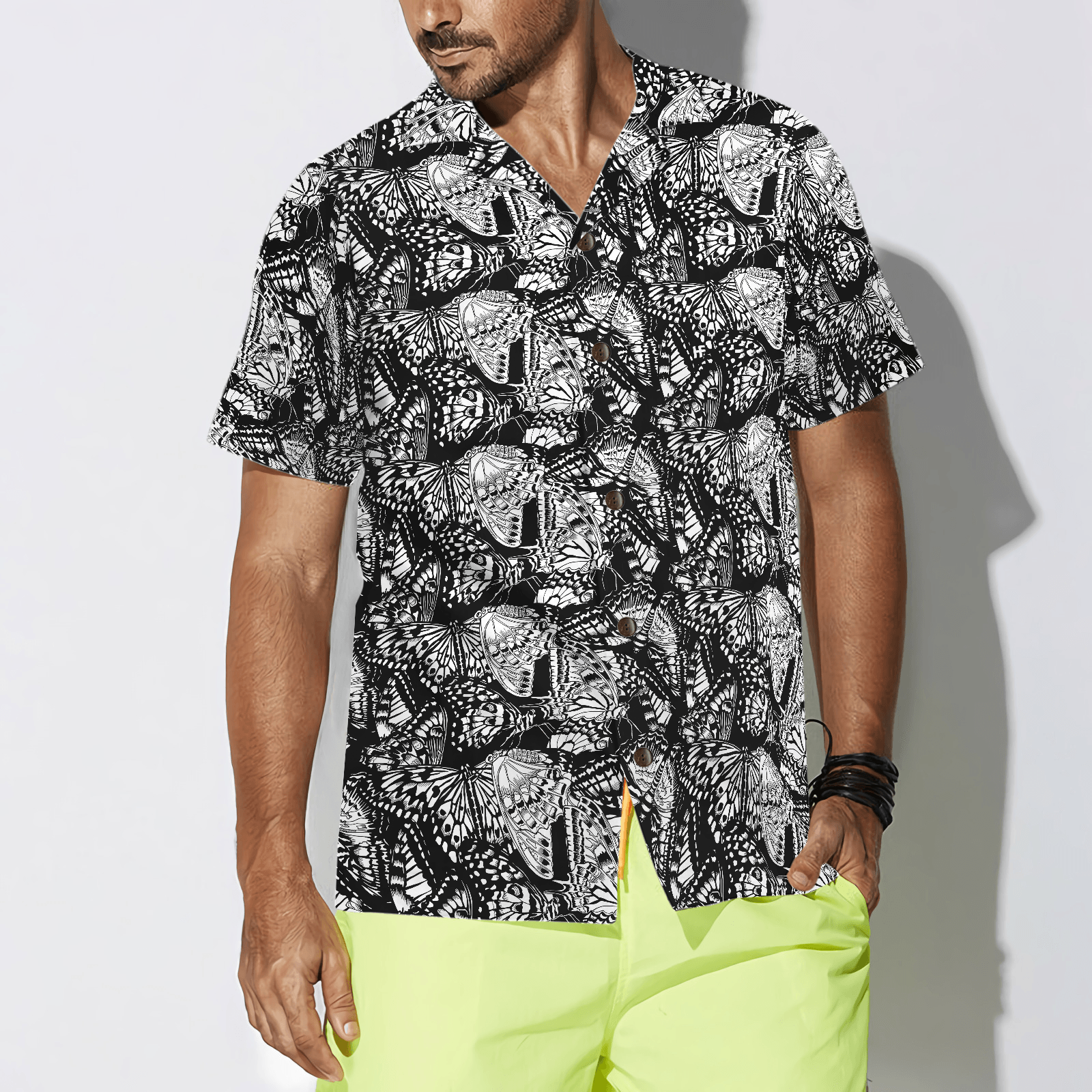 Black And White Butterfly Hawaiian Shirt, Colorful Summer Aloha Shirts For Men Women, Perfect Gift For Husband, Wife, Boyfriend, Friend - Amzanimalsgift