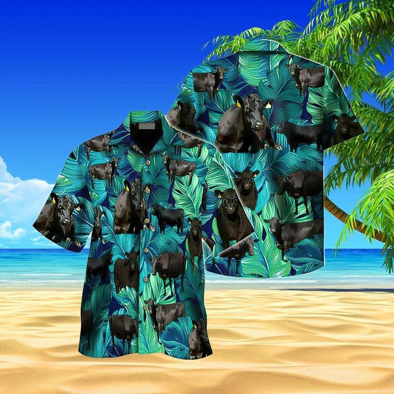 Black Angus Aloha Hawaiian Shirt - Tropical Black Angus Hawaiian Shirt, Tropical Flowers Hawaiian Shirt For Men & Women, Black Angus Lover - Amzanimalsgift