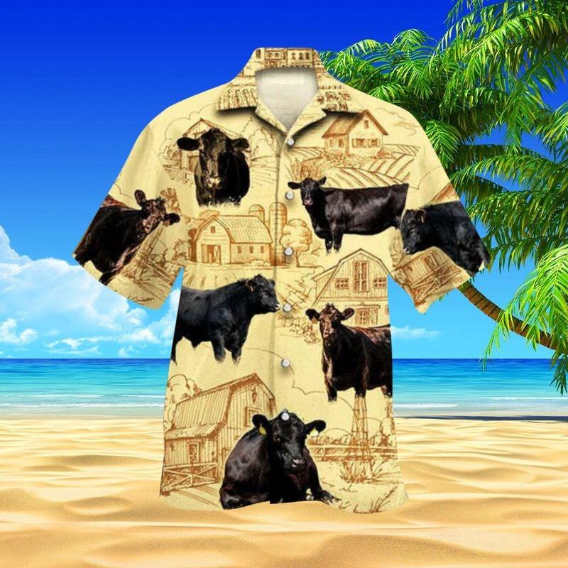 Black Angus Cattle Aloha Hawaiian Shirt - Black Cow Hawaiian Shirt, Farmhouse Handrawing Print Hawaiian Shirt For Men & Women, Cattle Lover, Fammer - Amzanimalsgift