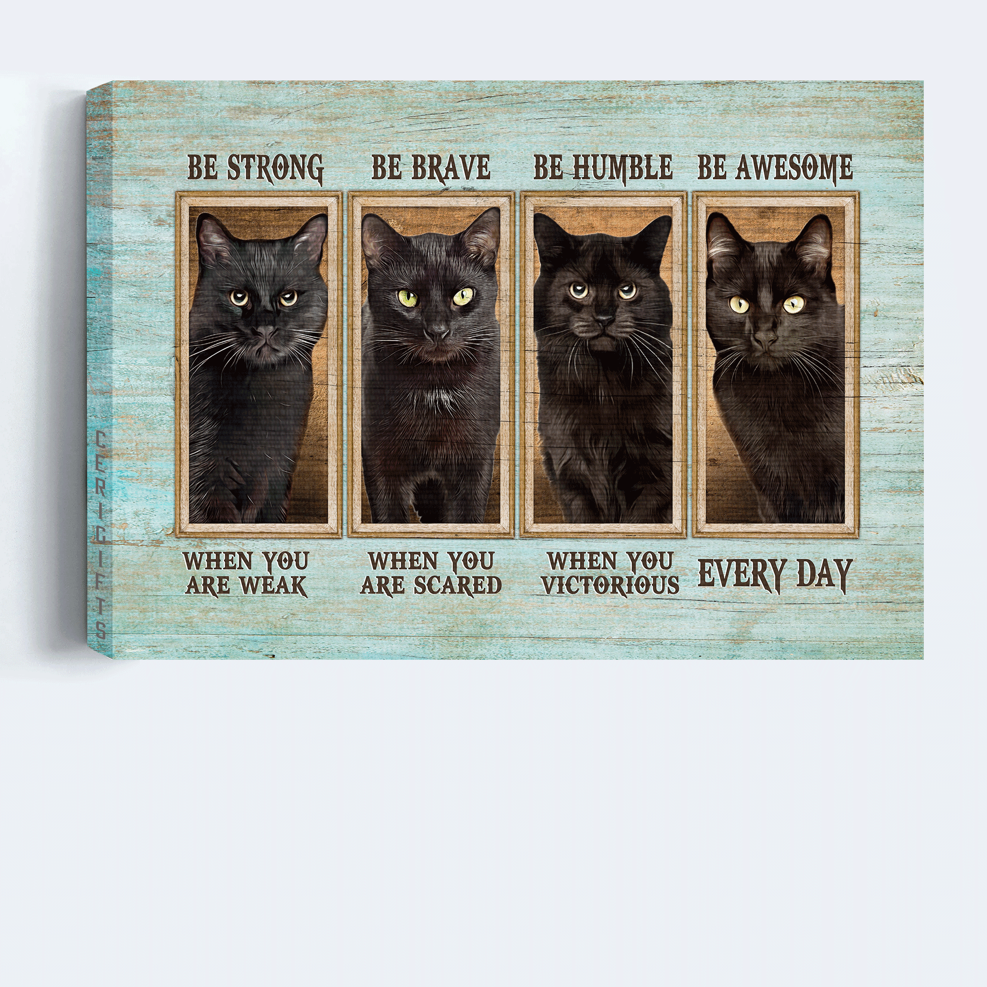 Black Cat & Jesus Premium Wrapped Landscape Canvas - Black Cat Painting, Be Awesome Everyday - Gift For Christian, Black Cat Lovers - Amzanimalsgift