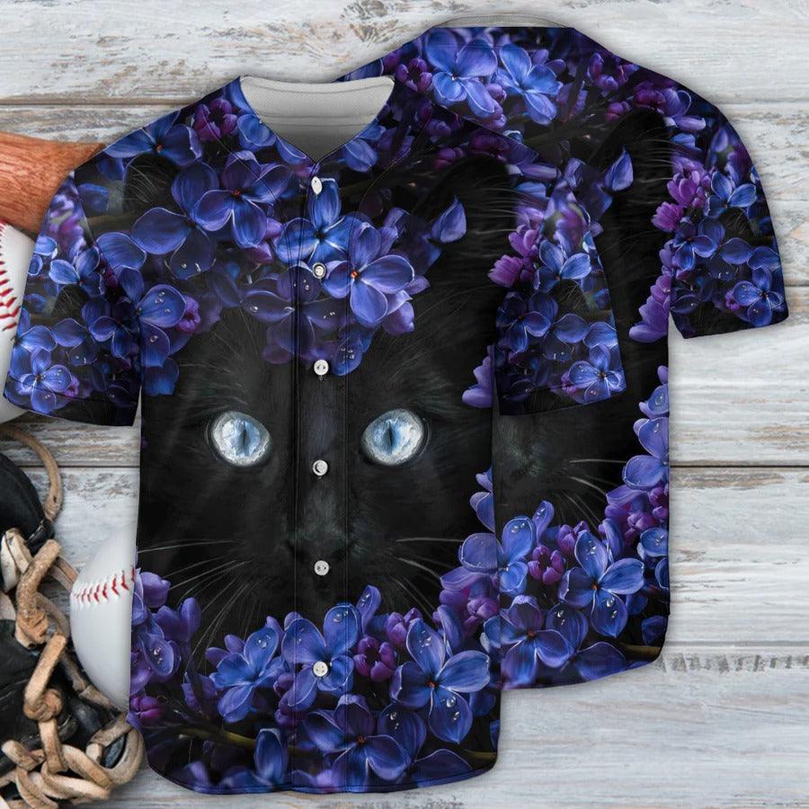 Black Cat Baseball Jersey, Black Cat Love Dried Herbs and Plants Baseball Jersey For Men And Women - Perfect Gift For Black Cat Lovers - Amzanimalsgift