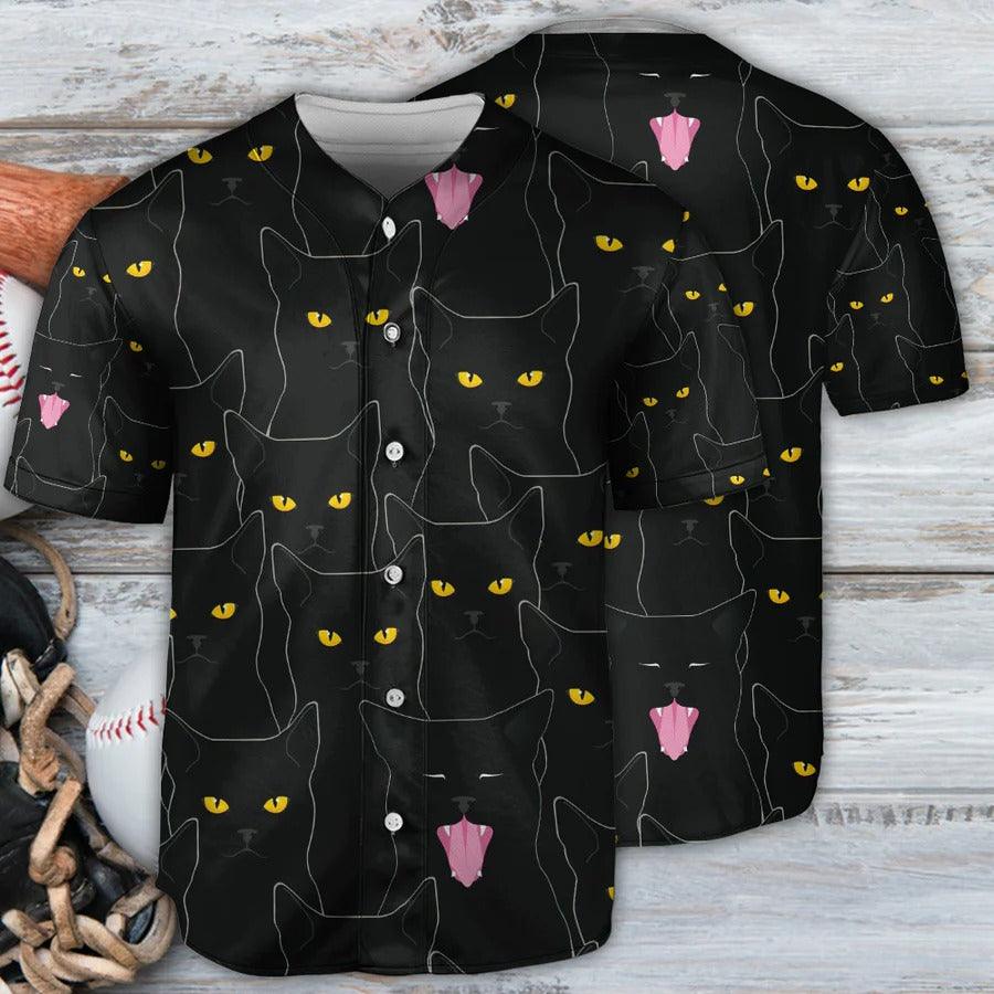 Black Cat Baseball Jersey, Black Cat Lovely Looking At You Baseball Jersey For Men And Women - Perfect Gift For Black Cat Lovers - Amzanimalsgift