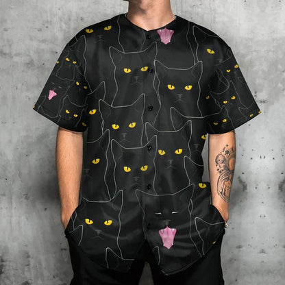 Black Cat Baseball Jersey, Black Cat Lovely Looking At You Baseball Jersey For Men And Women - Perfect Gift For Black Cat Lovers - Amzanimalsgift