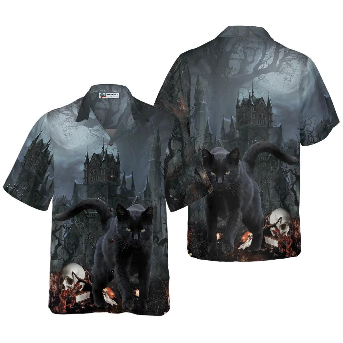 Black Cat Hawaiian Shirt, Black Cat In Spooky, Halloween Shirt For Men And Women - Perfect Gift For Lover, Friend, Family - Amzanimalsgift