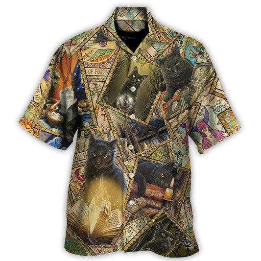 Black Cat Hawaiian Shirt For Summer, Beautiful Cat Hawaiian Shirts Outfit For Men Women, Friend, Team, Cat Lovers - Amzanimalsgift
