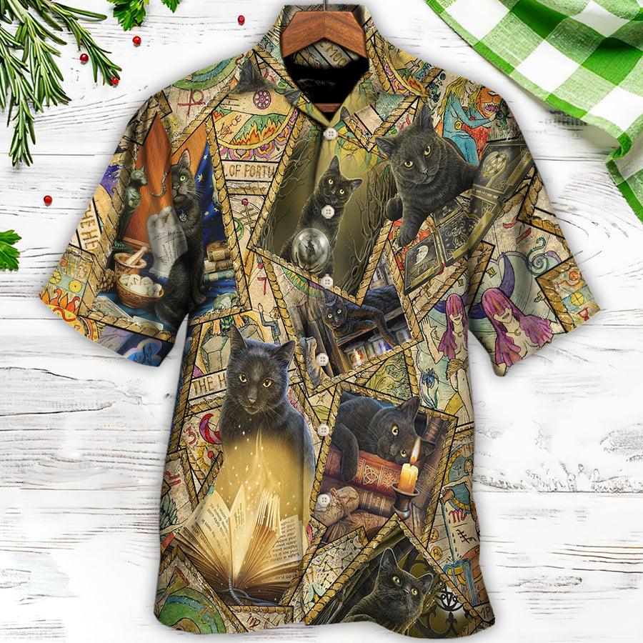 Black Cat Hawaiian Shirt For Summer, Beautiful Cat Hawaiian Shirts Outfit For Men Women, Friend, Team, Cat Lovers - Amzanimalsgift