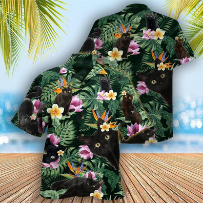 Black Cat Hawaiian Shirt For Summer, Best Colorful Cool Cat Hawaiian Shirts Outfit For Men Women, Friends, Team, Cat Lover - Amzanimalsgift