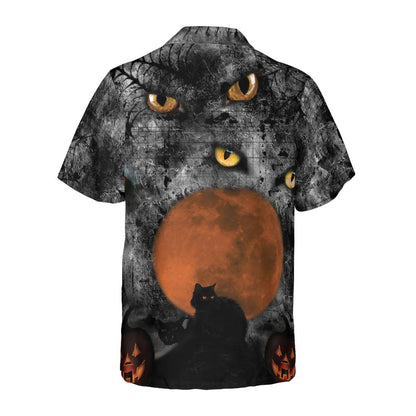 Black Cat Hawaiian Shirt - Halloween Aloha Shirt - Perfect Gift For Cat Lovers, Friend, Family, Halloween Gifts - Amzanimalsgift