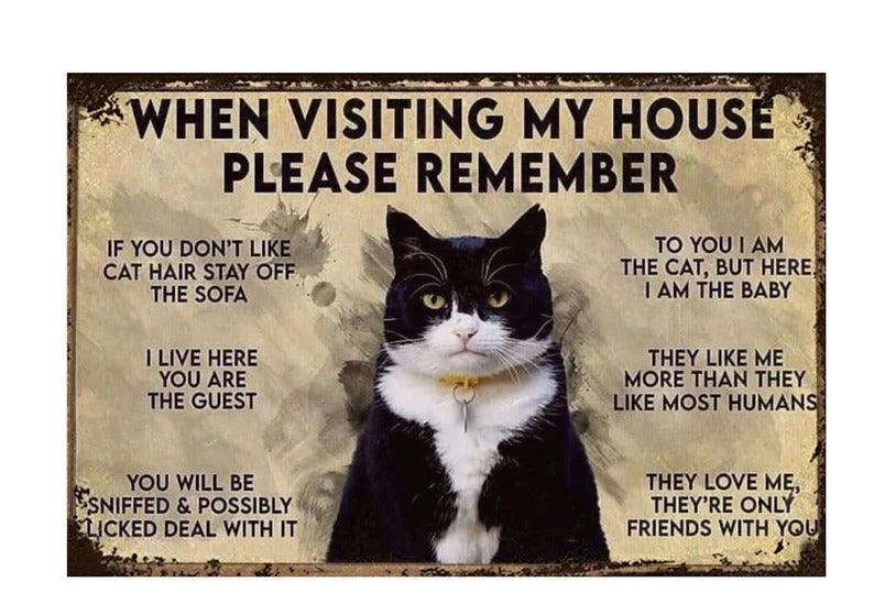 Black Cat Landscape Canvas - Black Cat When Visiting My House Please Remember - Perfect Gift For Black Cat Lovers, Black Cat Owners, Cat Lovers - Amzanimalsgift