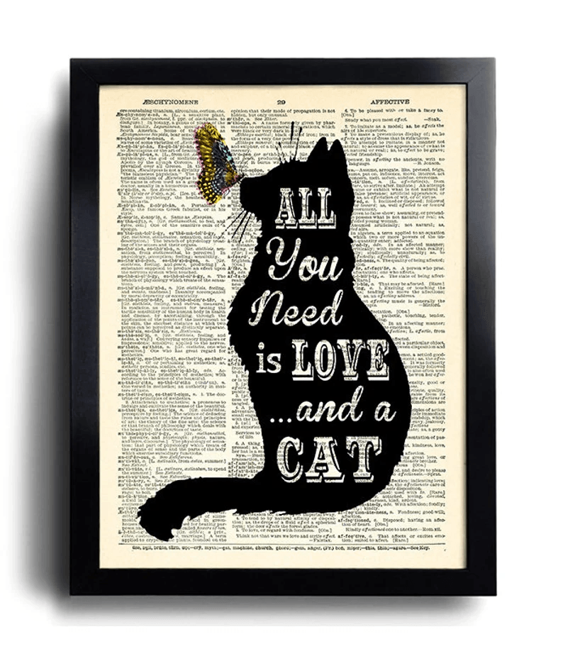 Black Cat Lover Poster Wall Art, All You Need Is Love And A Cat Poster - Gift For Cat Lovers, Anniversary, Birthday For Husband, Wife, Friends, Family - Amzanimalsgift