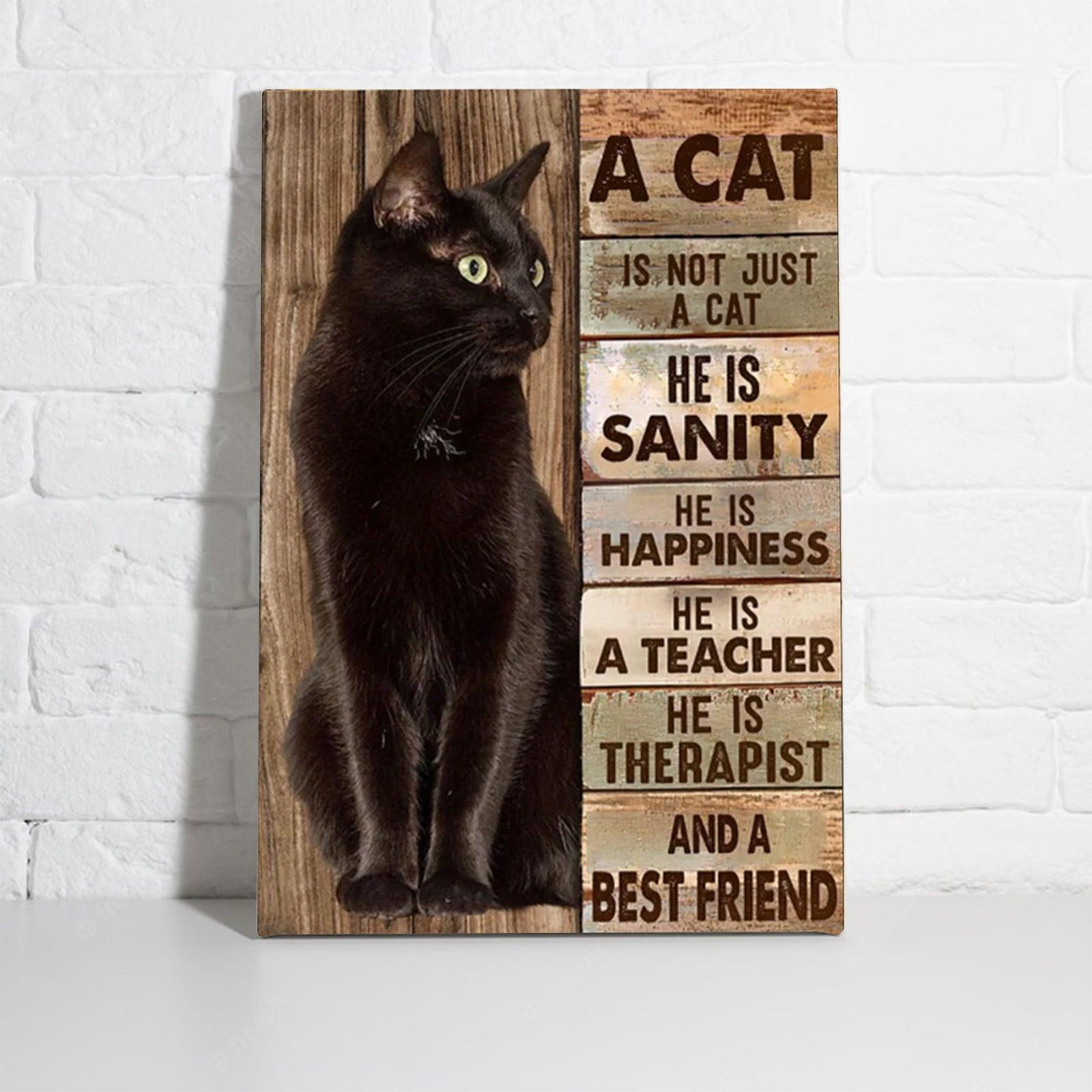 Black Cat Portrait Canvas - A Cat Is Not Just A Cat Premium Wrapped Canvas - Perfect Gift For Black Cat Lovers, Black Cat Owners, Cat Lovers - Amzanimalsgift