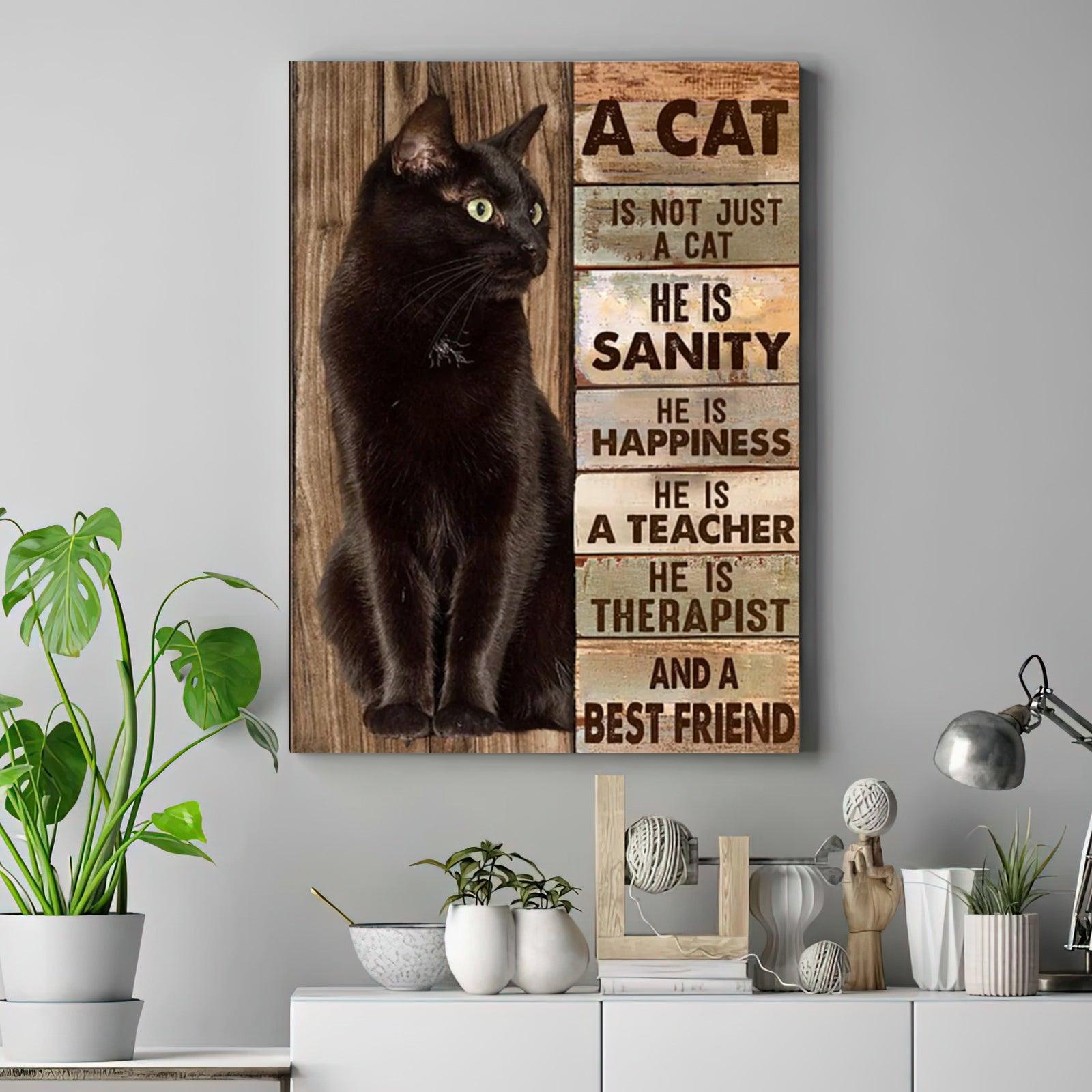 Black Cat Portrait Canvas - A Cat Is Not Just A Cat Premium Wrapped Canvas - Perfect Gift For Black Cat Lovers, Black Cat Owners, Cat Lovers - Amzanimalsgift