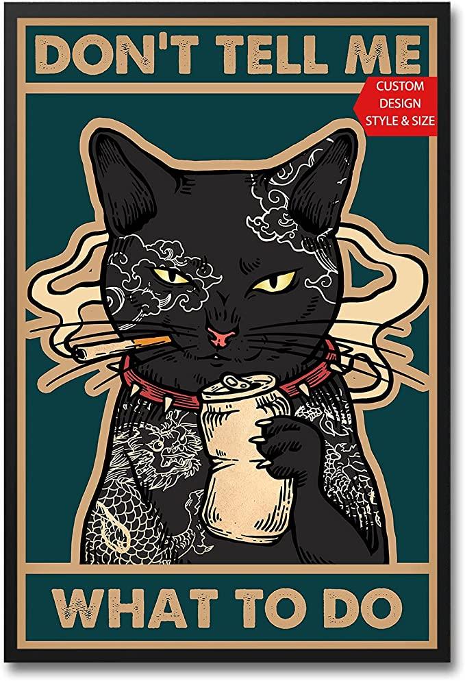 Black Cat Portrait Canvas - Black Cat Don’t Tell Me What To Do, Vintage Black Cat - Perfect Gift For Black Cat Lovers, Cat Lovers - Amzanimalsgift