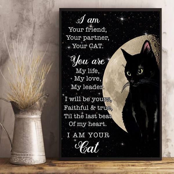 Black Cat Portrait Canvas - Black Cat I Am Your Friend Your Partner- Perfect Gift For Black Cat Lovers, Cat Lovers - Amzanimalsgift