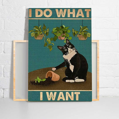 Black Cat Portrait Canvas - Black Cat I Do What I Want, Cute Black Cat - Perfect Gift For Black Cat Lovers, Cat Lovers, Owners - Amzanimalsgift