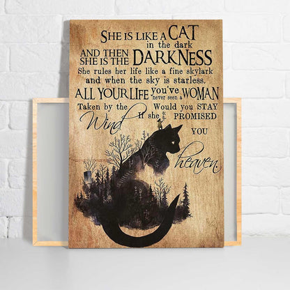 Black Cat Portrait Canvas - Black Cat She Is Like A Cat In The Dark And She Is Darkness - Perfect Gift For Black Cat Lovers, Cat Lovers, Owners - Amzanimalsgift