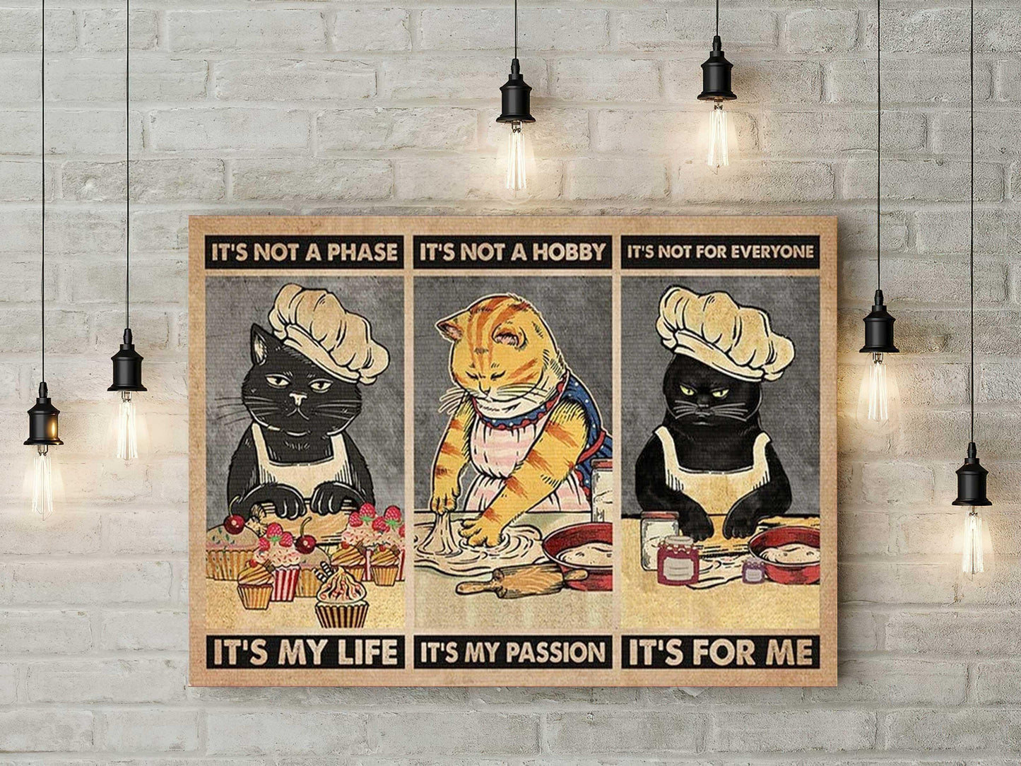 Black Cat Portrait Canvas - It's Not A Phase Cat Baking, Cooking Cat, Funny Cat Premium Wrapped Canvas - Perfect Gift For Black Cat Lover, Chief - Amzanimalsgift