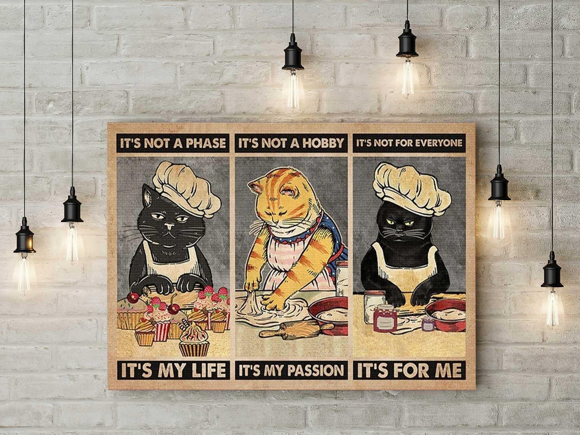Black Cat Portrait Canvas - It's Not A Phase Cat Baking, Cooking Cat, Funny Cat Premium Wrapped Canvas - Perfect Gift For Black Cat Lover, Chief - Amzanimalsgift