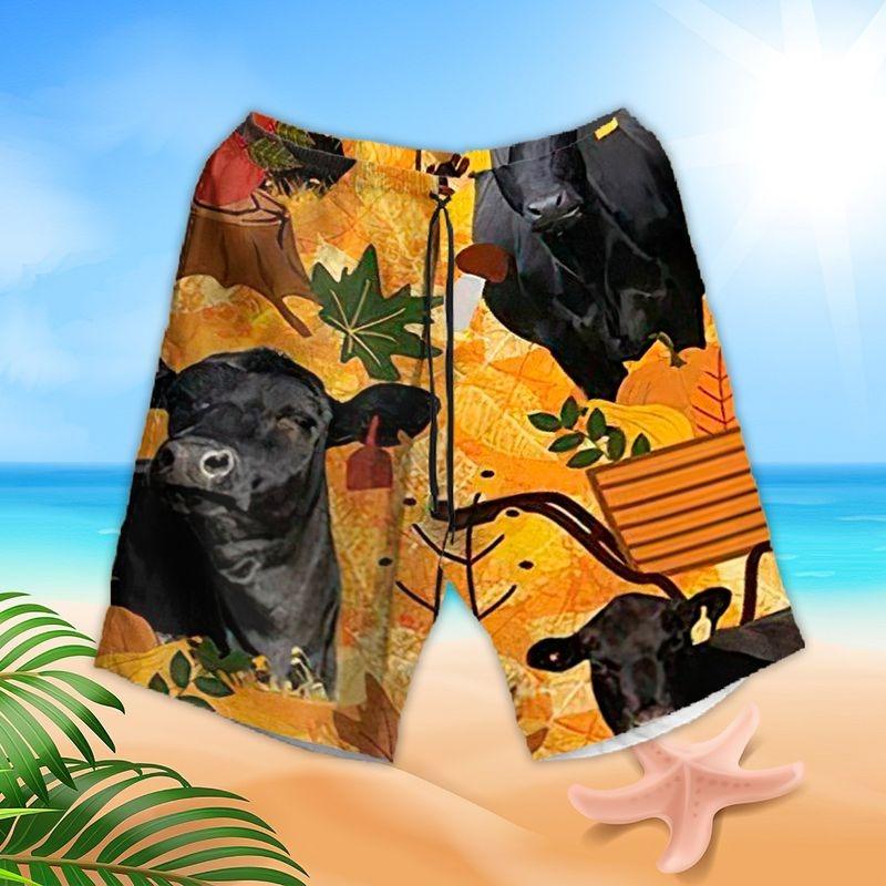 Black Cow Cattle Aloha Hawaiian Shirt - Cow Pumpkin Autumn Hawaiian Shirt, Autumn Leaves Hawaiian Shirt For Men & Women, Cow Lover - Amzanimalsgift