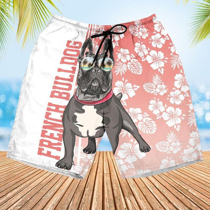 Black French Bulldog Aloha Hawaiian Shirt, Tropical Leaves Hawaiian Shirt, French Bulldog Sunglass Hawaiian Shirt For Men & Women, Bulldog Lover - Amzanimalsgift