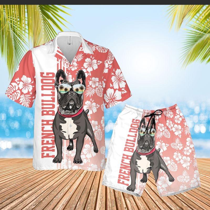 Black French Bulldog Aloha Hawaiian Shirt, Tropical Leaves Hawaiian Shirt, French Bulldog Sunglass Hawaiian Shirt For Men & Women, Bulldog Lover - Amzanimalsgift