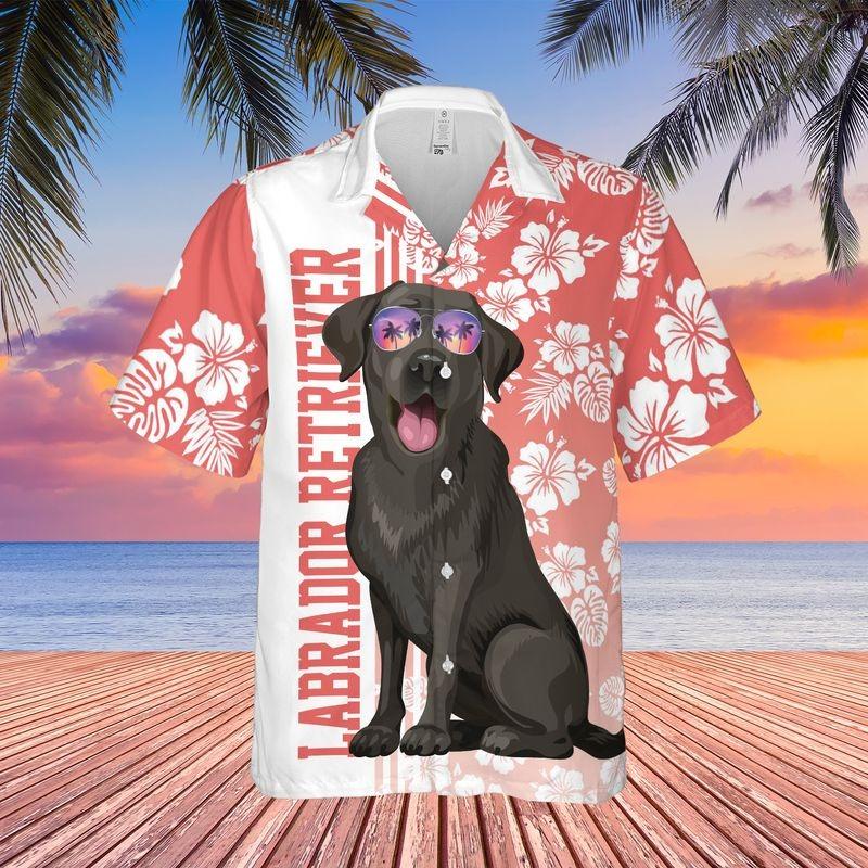 Black Labrador Retriever Aloha Hawaiian Shirt - Tropical Leaves Hawaiian Shirt, Labrador Sunglass Hawaiian Shirt For Men & Women, Labrador Lover - Amzanimalsgift