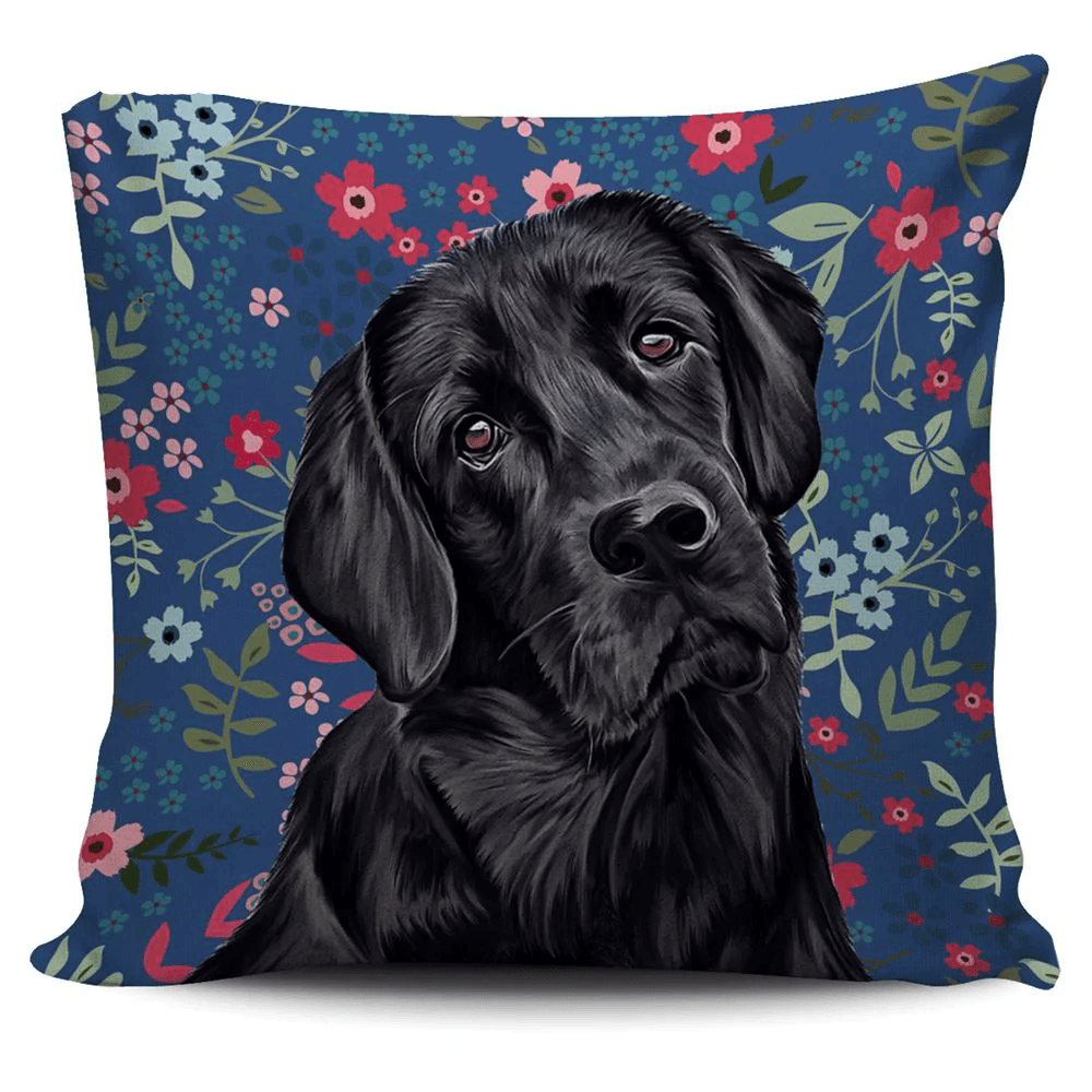 Black Labrador Throw Pillow, Daisy Flower and Dog Throw Pillows - Perfect Gift For Mother's Day, Father's Day, Black Labrador Lover, Dog Mom, Dog Dad - Amzanimalsgift