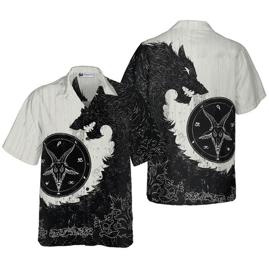 Black Wolf Shirt For Men Hawaiian Shirt - Perfect Gift For Wolf Lovers, Husband, Boyfriend, Friend, Family - Amzanimalsgift