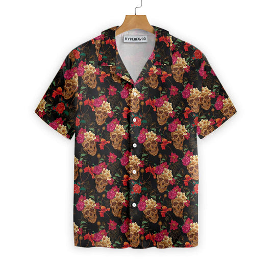 Blooming Skull Hawaiian Shirt, Colorful Summer Aloha Shirt For Men Women, Gift For Friend, Team, Family - Amzanimalsgift