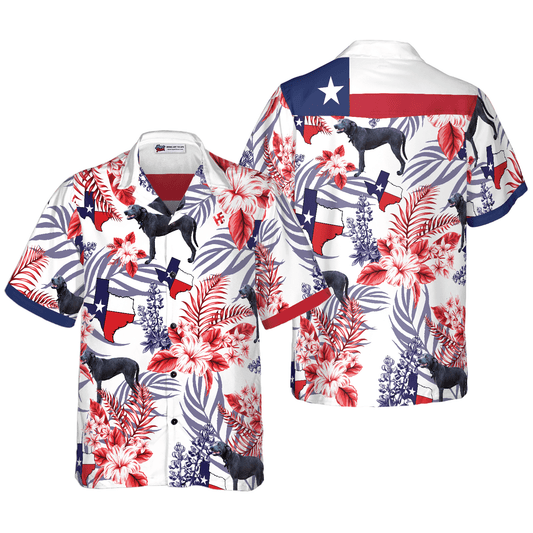 Blue Lacy Dog, Bluebonnet Texas Aloha Hawaiian Shirt For Summer, Button Down Floral and Flag Texas, Colorful Hawaiian Shirt For Men Women, Proud Texas - Amzanimalsgift