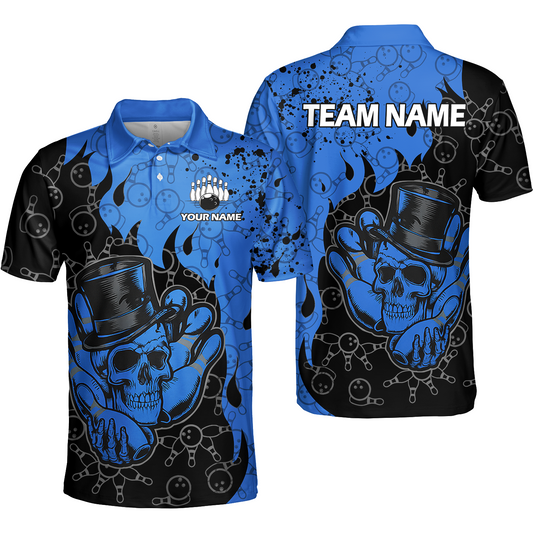 Custom Bowling Team Shirt – Skull Bowling Pattern Multicolor Personalized Jersey Bowling Uniform For League Players