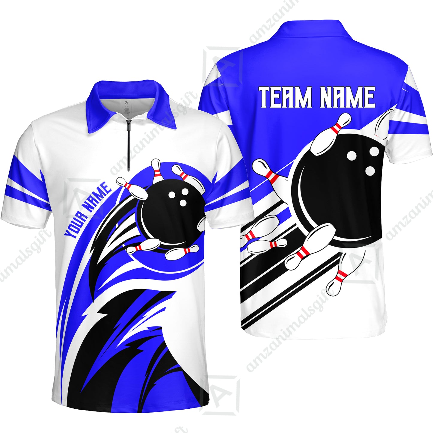 Custom Bowling Team Jersey, Bowling Player Jersey Multicolor Polo Quarter-Zip Shirts, Custom Bowling Uniforms Jerseys