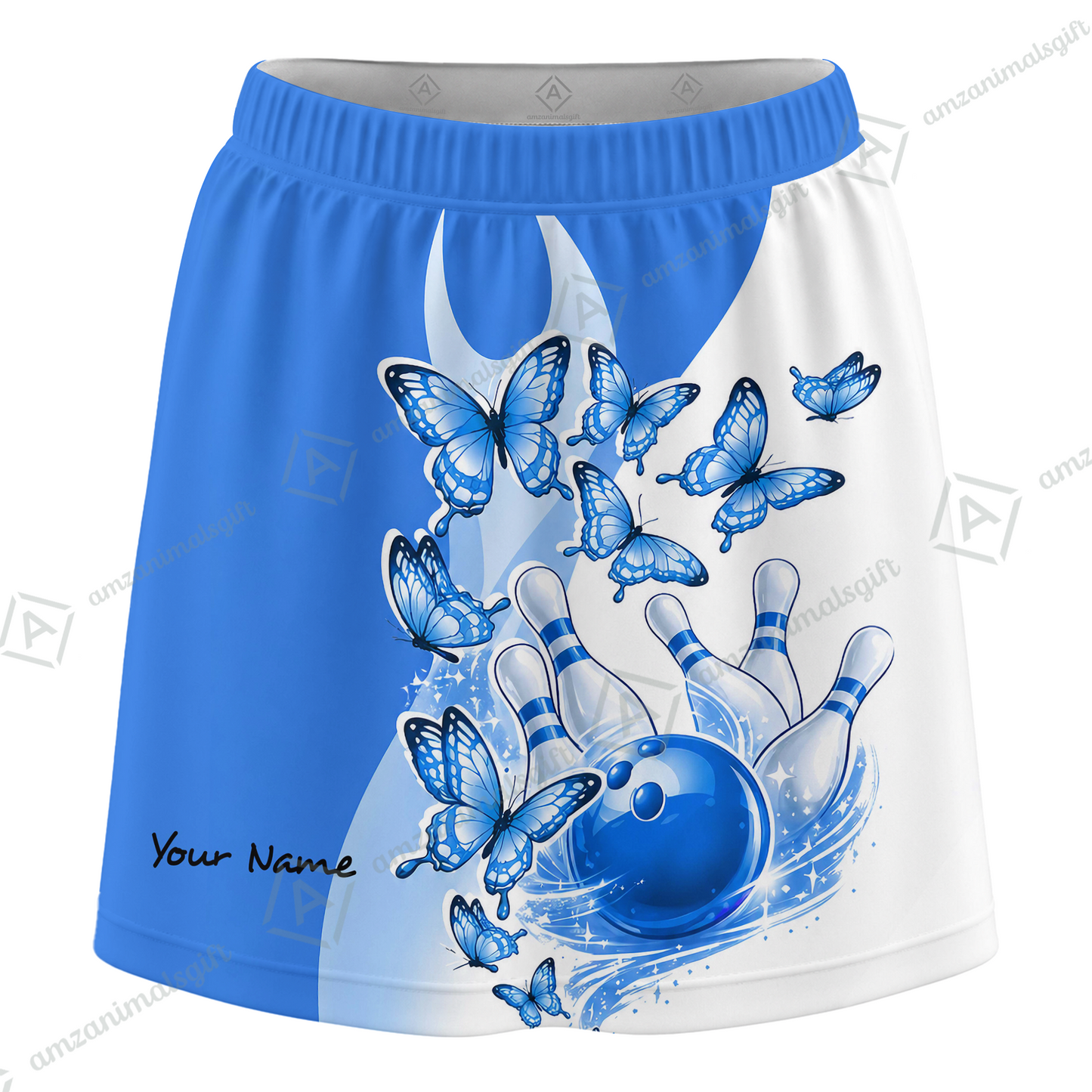 Customized Bowling Trouser Skirts With Shorts Underneath, Bowling Butterflies Trail Vector With Pockets