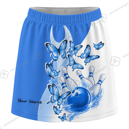 Customized Bowling Trouser Skirts With Shorts Underneath, Bowling Butterflies Trail Vector With Pockets