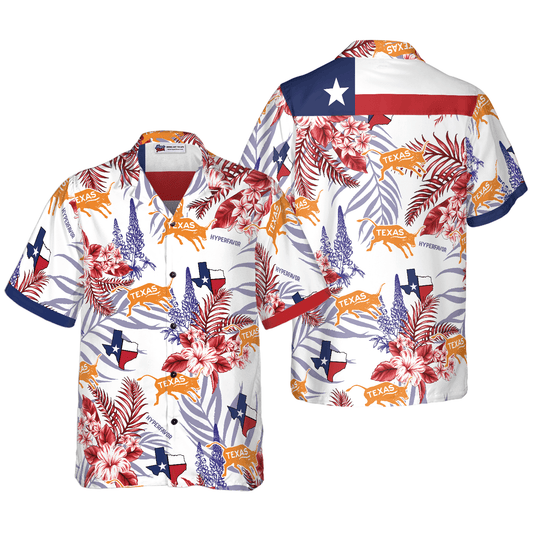 Bluebonnet Texas Aloha Hawaiian Shirt For Summer, Button Down Floral and Flag Texas, Colorful Shirt Perfect Gift For Men Women, Friend, Proud Texas - Amzanimalsgift