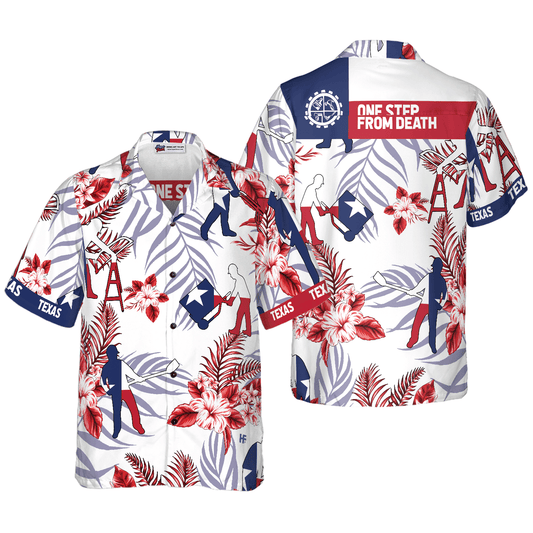 Bluebonnet Texas Aloha Hawaiian Shirt For Summer, Construction Worker Version, Button Down Floral and Flag Texas, Proud Texas Shirt For Men Women - Amzanimalsgift