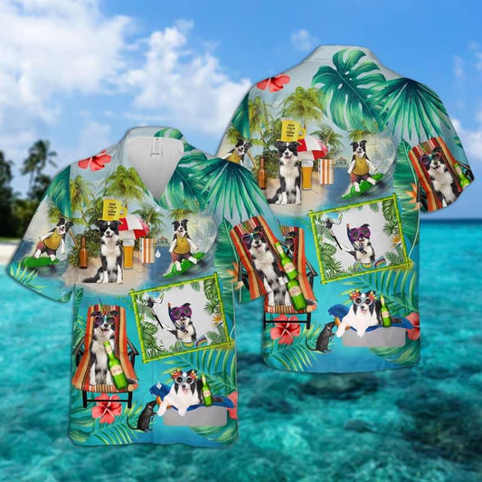 Border Collie Hawaiian Shirt, Border Collie Surfing Aloha Shirt For Men - Perfect Gift For Border Collie Lovers, Husband, Boyfriend, Friends, Family - Amzanimalsgift