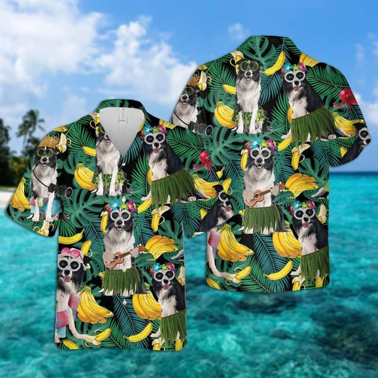 Border Collie Hawaiian Shirt, Tropical Summer Aloha Shirt For Men- Perfect Gift For Border Collie Lovers, Husband, Boyfriend, Friends, Family - Amzanimalsgift