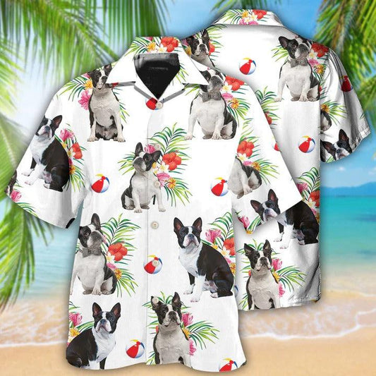 Boston Terrier Aloha Hawaii Shirt - Dog Ball Tropical Floral Hawaiian Shirt For Summer - Perfect Gift For Dog Lovers, Friend, Family - Amzanimalsgift
