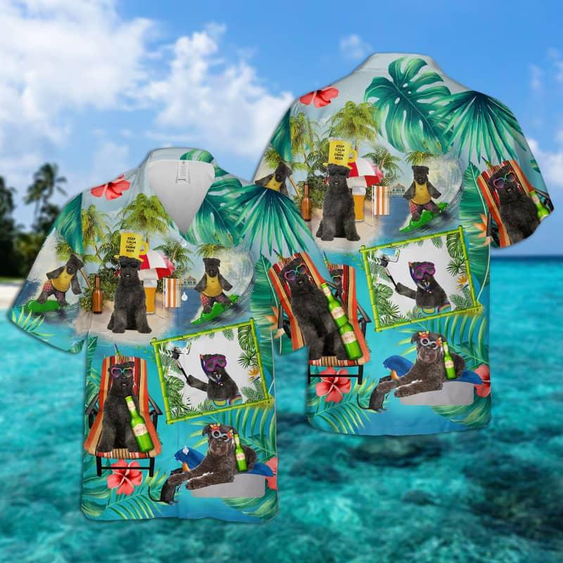 Bouvier des Flandres Hawaiian Shirt, Dog Surfing Tropical Summer Aloha Shirt For Men - Perfect Gift For Bouvier des Flandres Lovers, Friends, Family - Amzanimalsgift