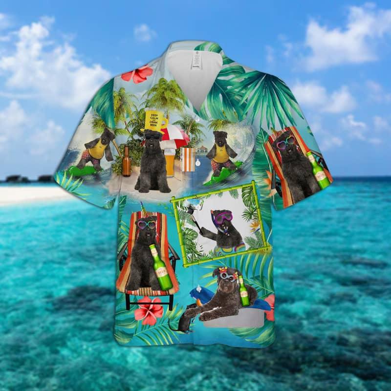 Bouvier des Flandres Hawaiian Shirt, Dog Surfing Tropical Summer Aloha Shirt For Men - Perfect Gift For Bouvier des Flandres Lovers, Friends, Family - Amzanimalsgift