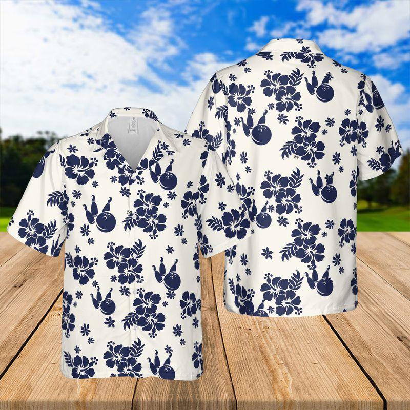 Bowling Aloha Hawaiian Shirts For Summer Outfit, Blue Tropical Hawaiian Shirt For Men Women, Beach Wear Gift For Bowlers, Friend, Bowling Lovers - Amzanimalsgift