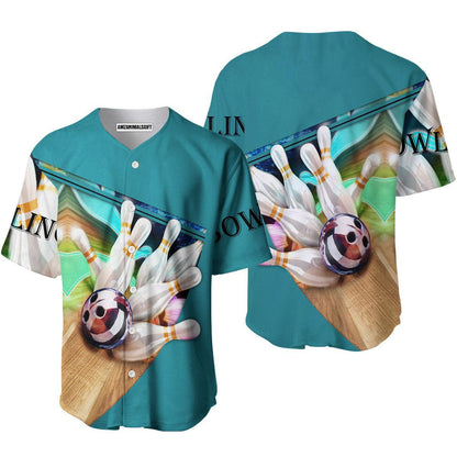 Bowling Baseball Jersey, Bowling and Pins Baseball Jersey For Men And Women - Perfect Gift For Bowling Lovers, Bowlers - Amzanimalsgift