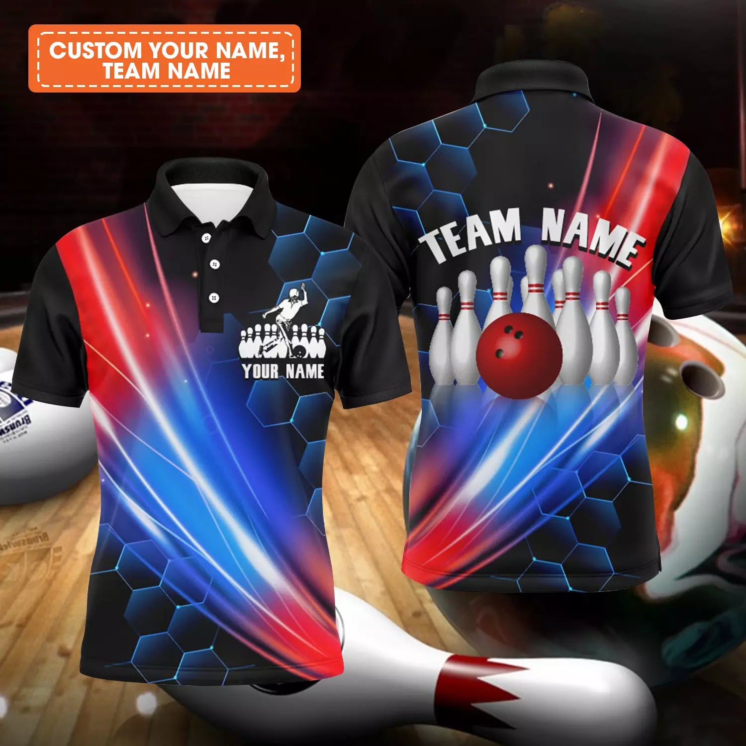 Bowling Custom Men Polo Shirt - Custom Bowling Shirt For Team Personalized Bowling Polo Shirt - Gift For Friend, Family - Amzanimalsgift